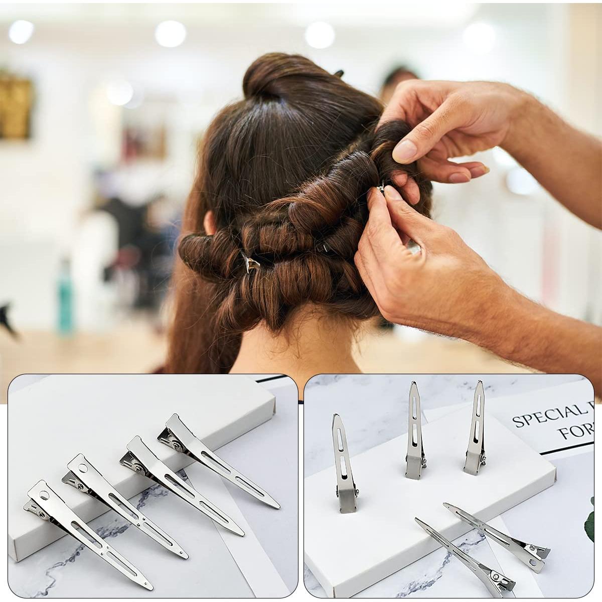 Clips de Pelo Tenalleys 50 Pcs Metal Plateado 5.6 cm