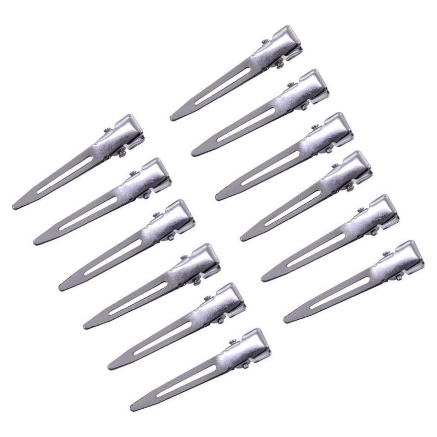 50 Clips de Cabello Metálicos Plateados 4.5 cm Un Solo Prong