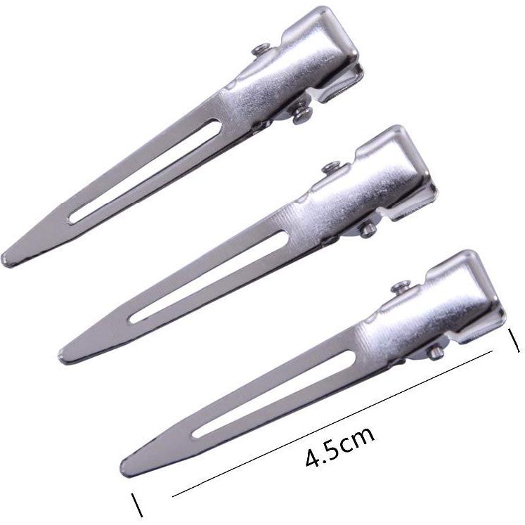50 Clips de Cabello Metálicos Plateados 4.5 cm Un Solo Prong
