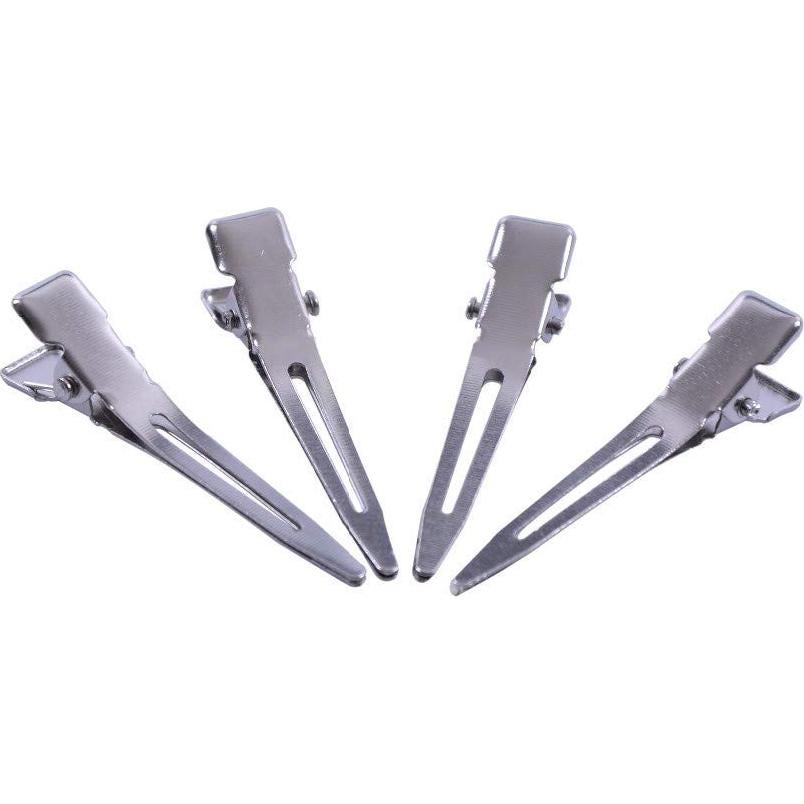 50 Clips de Cabello Metálicos Plateados 4.5 cm Un Solo Prong