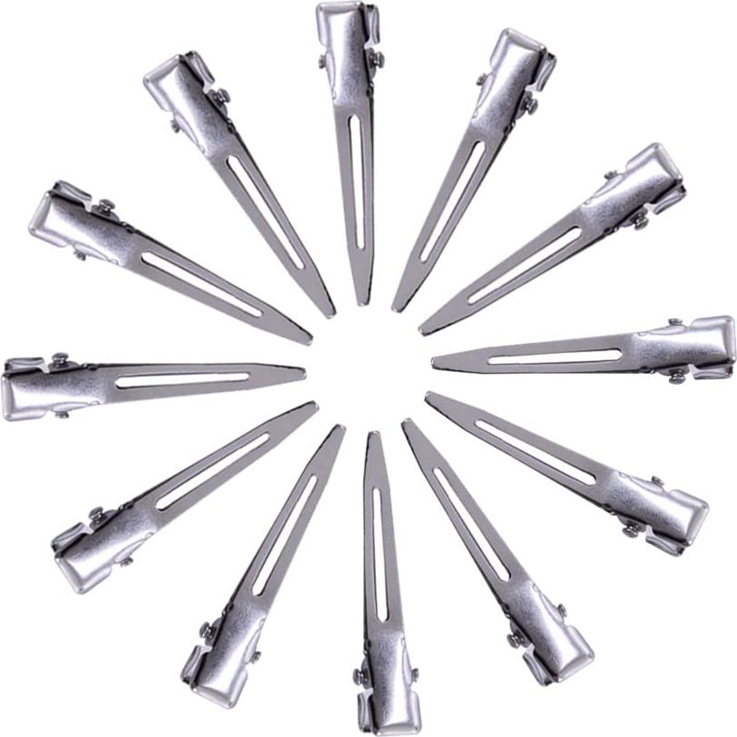 50 Clips de Cabello Metálicos Plateados 4.5 cm Un Solo Prong