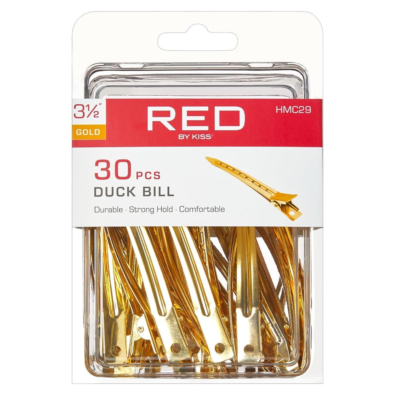 Clips de Pelo Metal Dorado Red by Kiss - 30 Piezas Pico de Pato