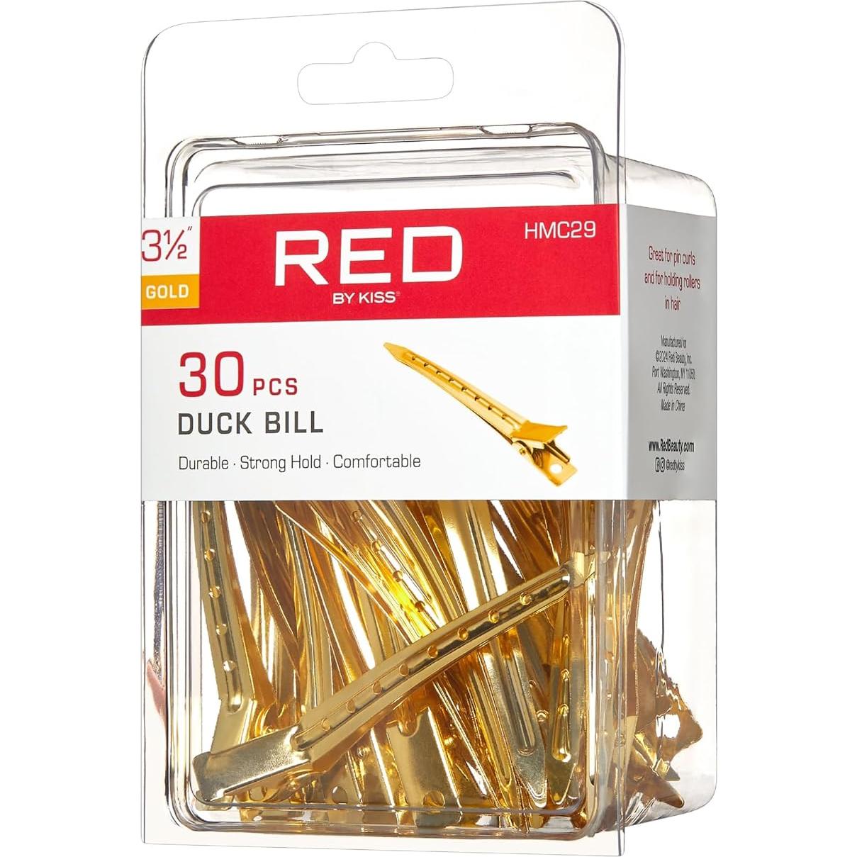 Clips de Pelo Metal Dorado Red by Kiss - 30 Piezas Pico de Pato