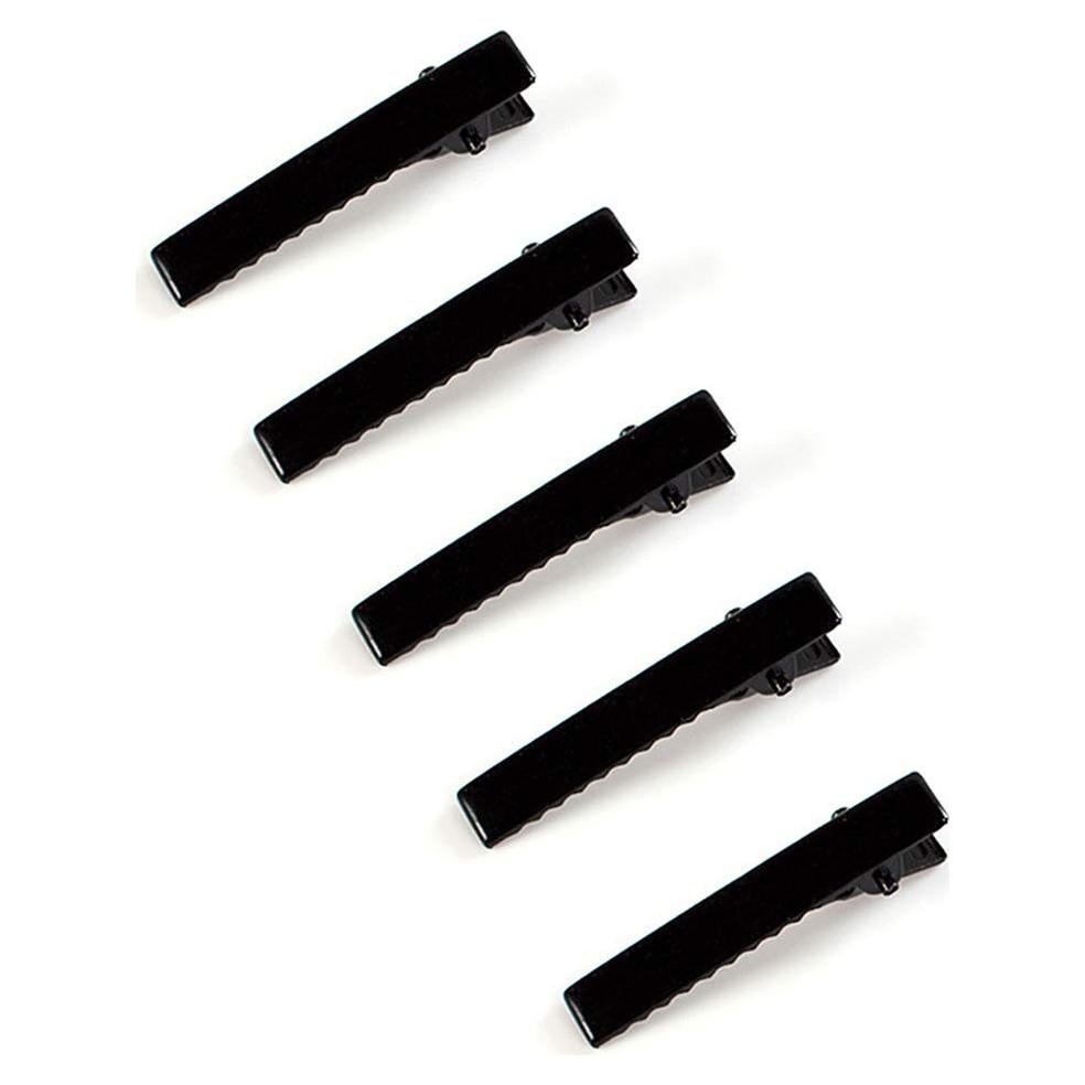 50 Clips de Pelo Cocodrilo Negro Metal 4.5cm Teensery