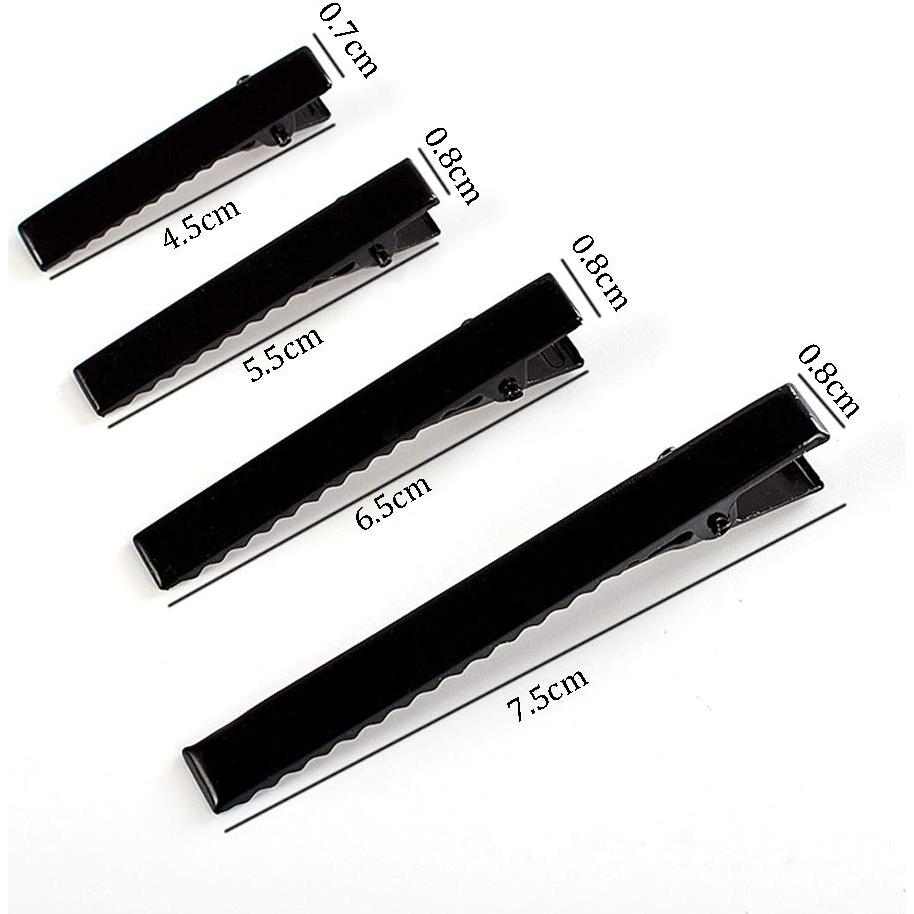 50 Clips de Pelo Cocodrilo Negro Metal 4.5cm Teensery