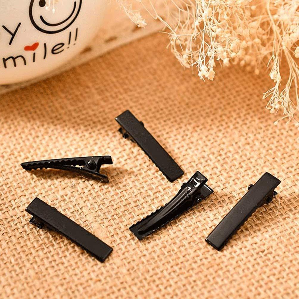 50 Clips de Pelo Cocodrilo Negro Metal 4.5cm Teensery