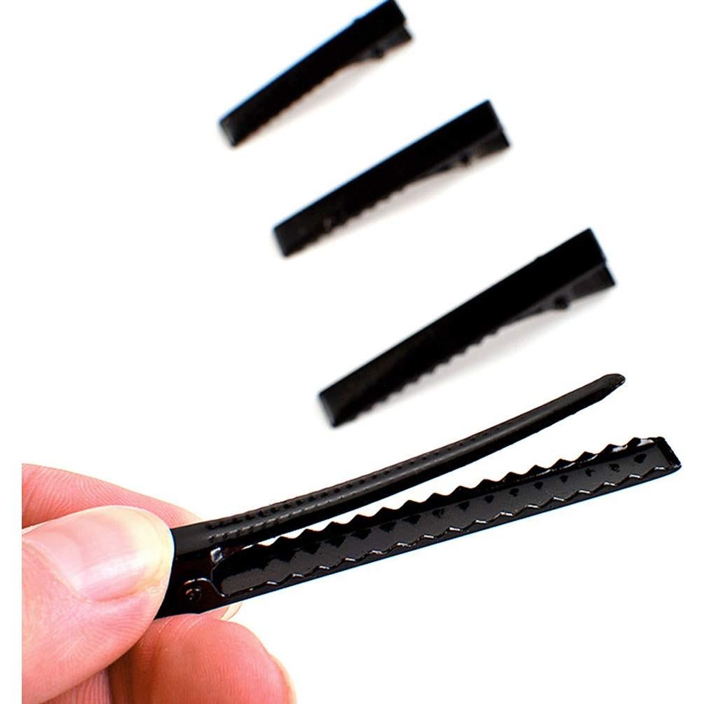 50 Clips de Pelo Cocodrilo Negro Metal 4.5cm Teensery