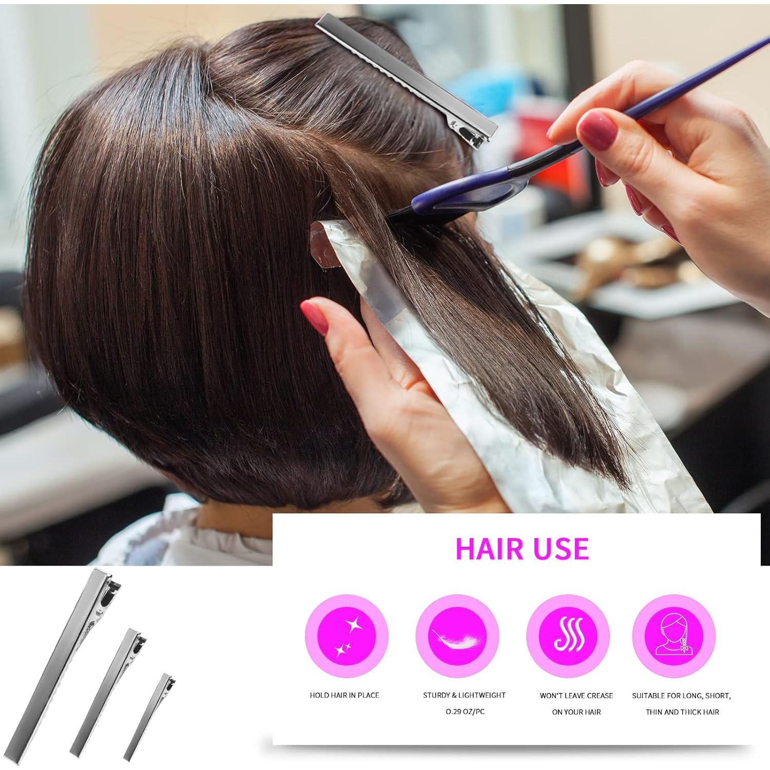 Clips de Pelo Cocodrilo WSYUB 170 Pcs Metal Plateado 4 Tamaños