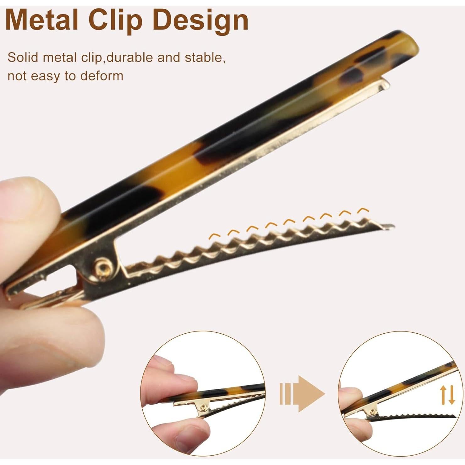 6 Clips para el Cabello de Metal Carey y Beige - Zoolinn