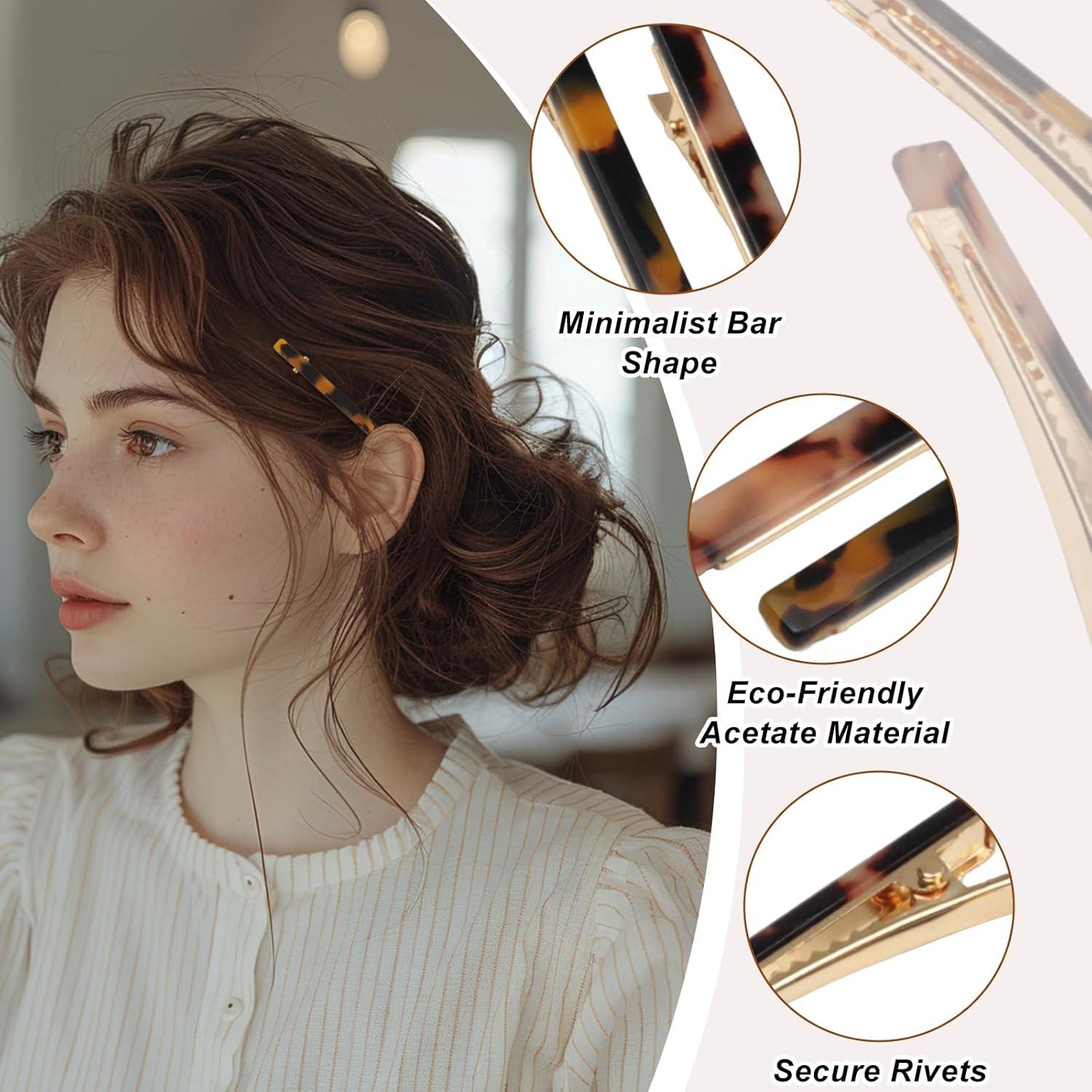 6 Clips para el Cabello de Metal Carey y Beige - Zoolinn