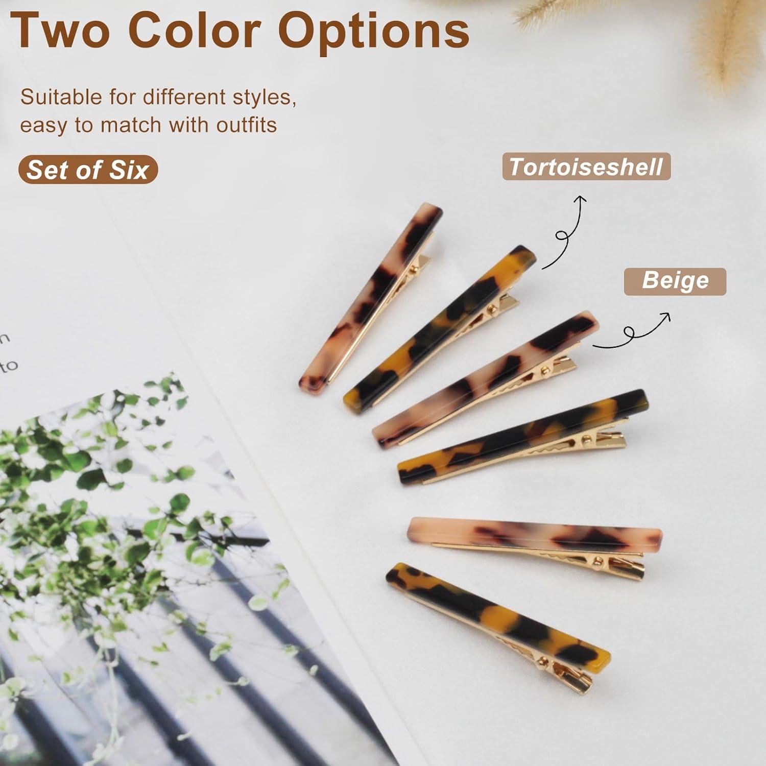 6 Clips para el Cabello de Metal Carey y Beige - Zoolinn