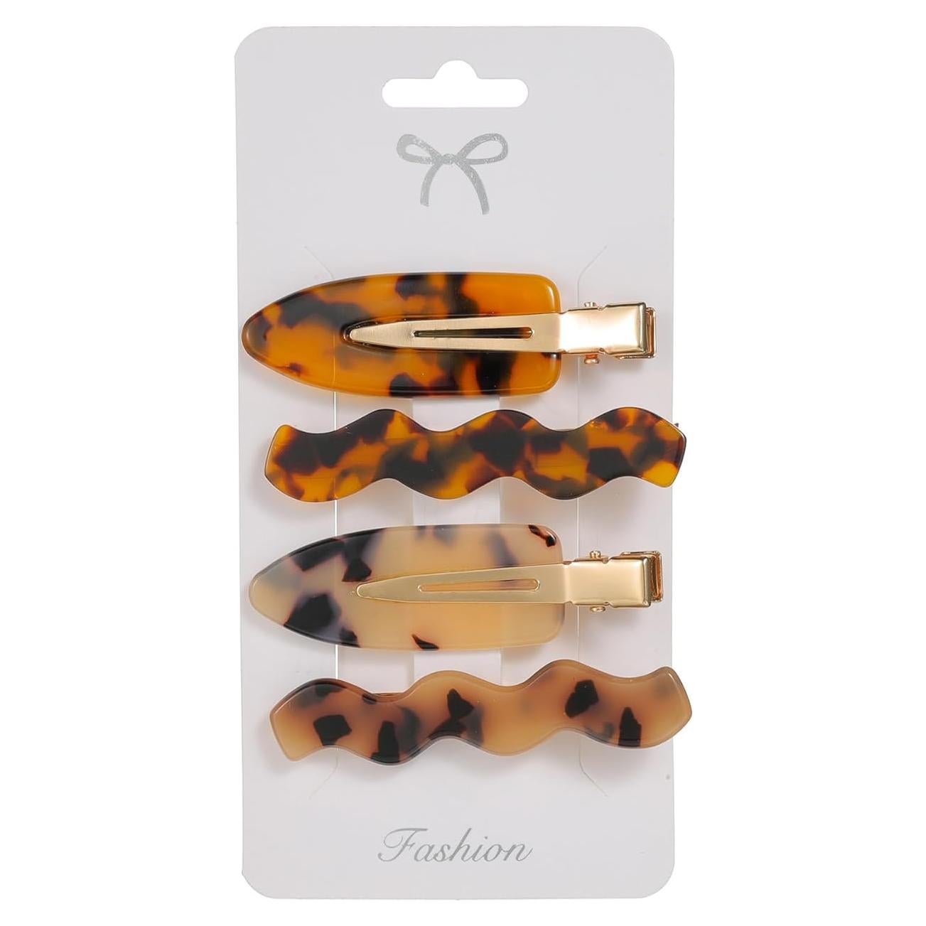 4 Clips de Pelo de Acetato Leopardo para Mujeres - Accesorios