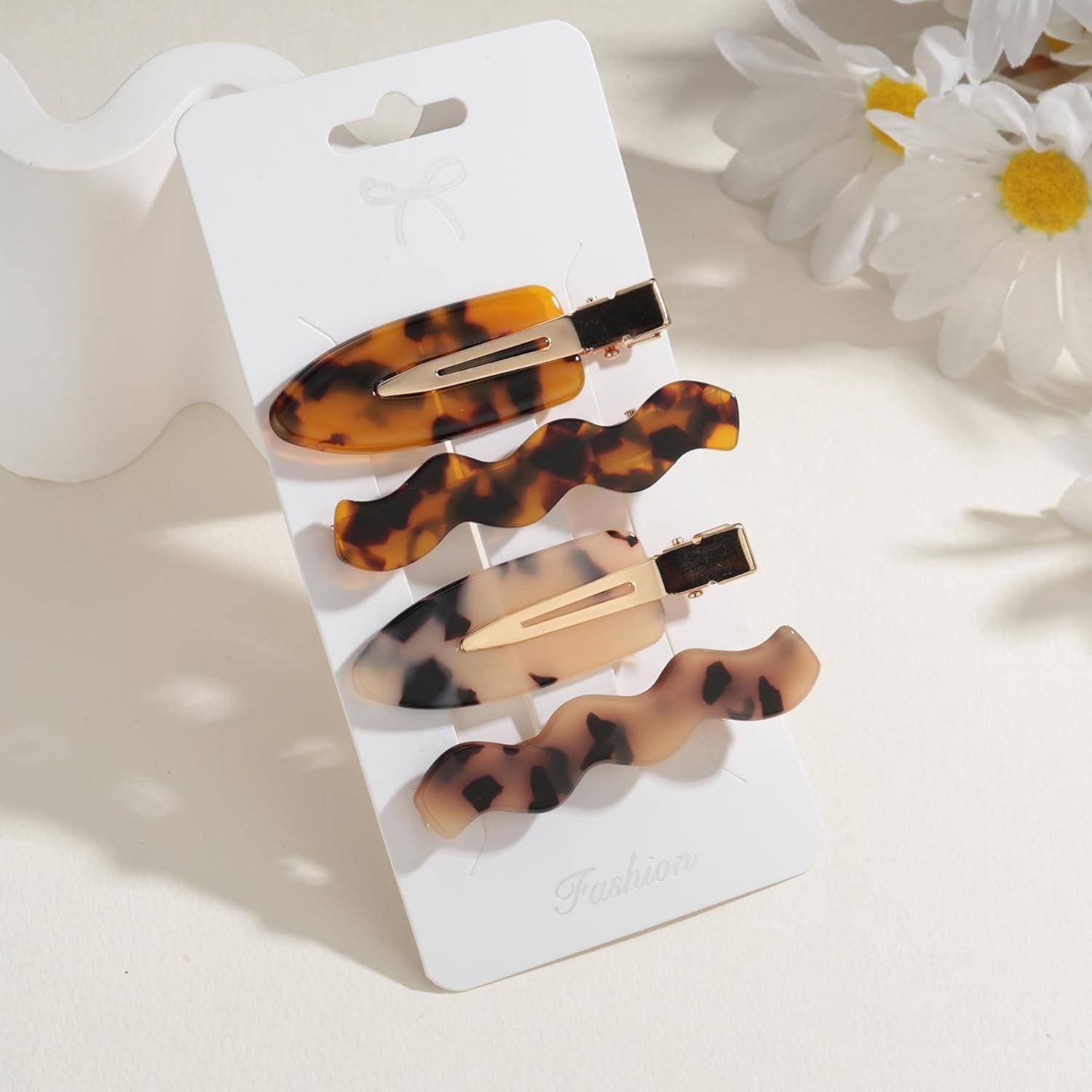 4 Clips de Pelo de Acetato Leopardo para Mujeres - Accesorios