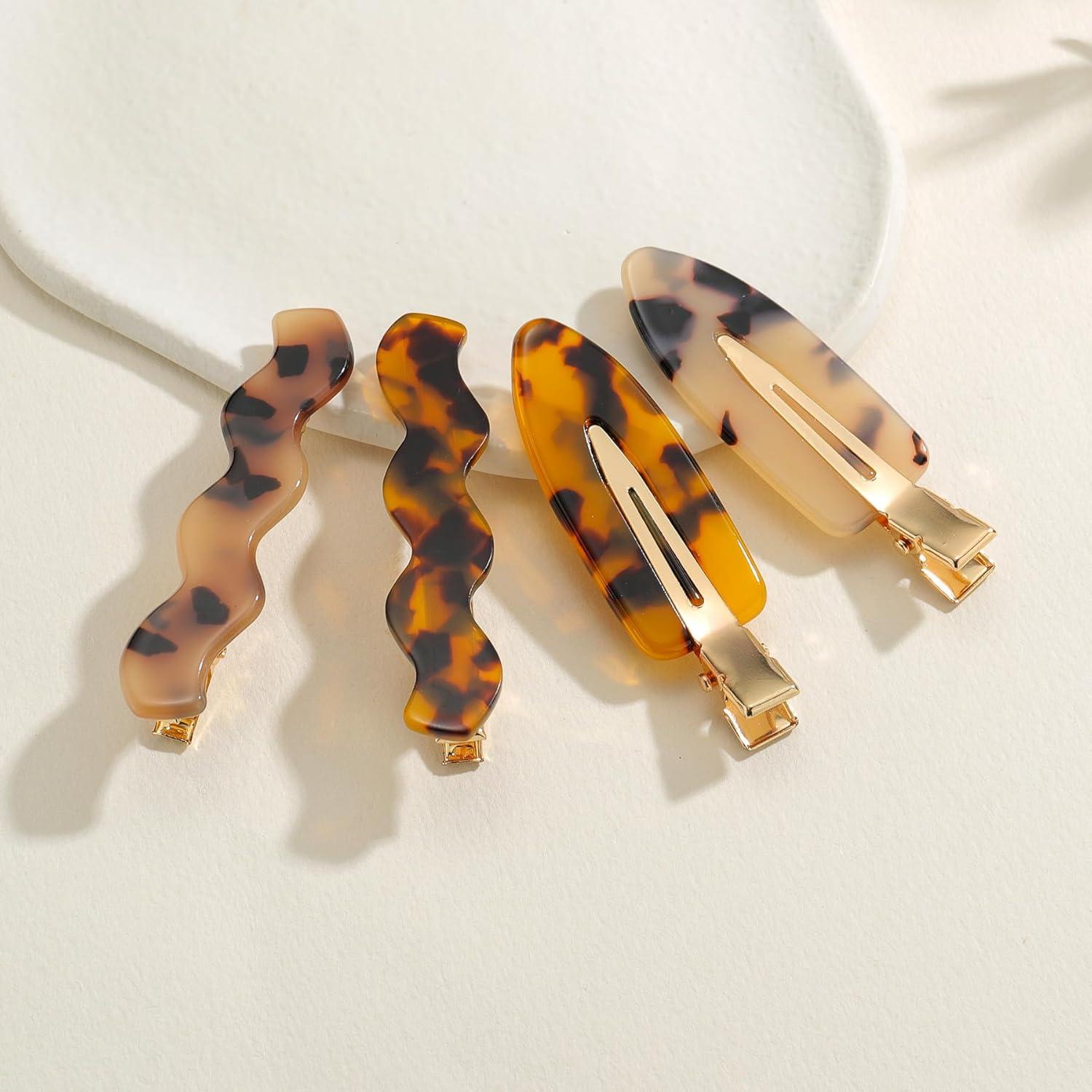 4 Clips de Pelo de Acetato Leopardo para Mujeres - Accesorios