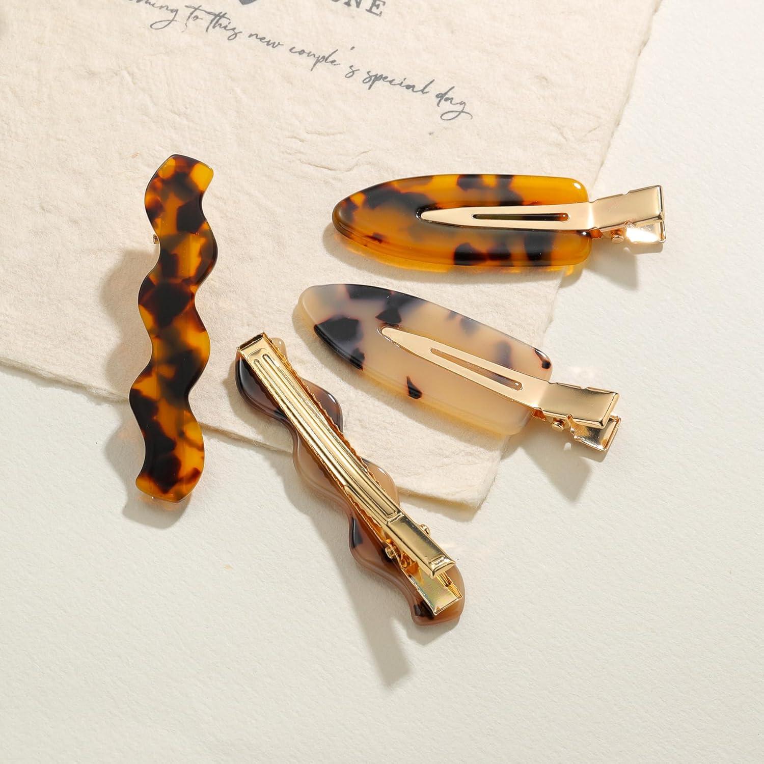 4 Clips de Pelo de Acetato Leopardo para Mujeres - Accesorios