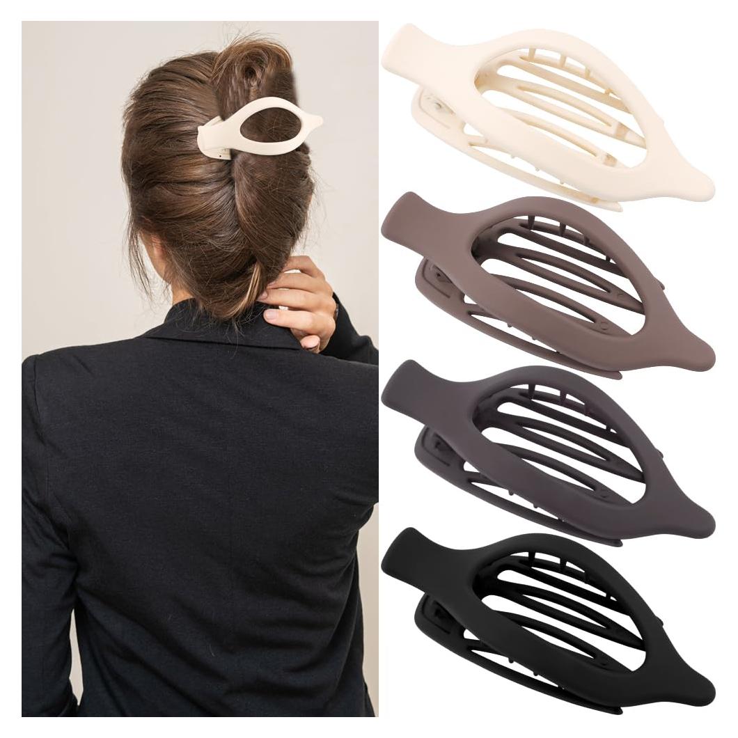 Pinzas de Cabello Planas Atoden - 4 Pcs, 11.9 cm, Antideslizantes