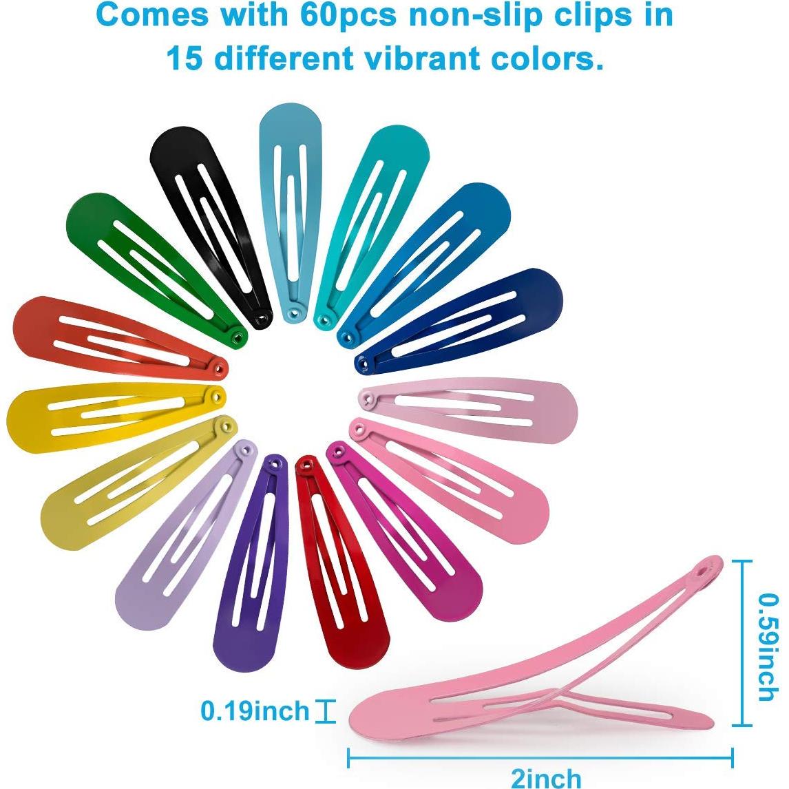 BetyBedy 60 Clips para el Cabello Antideslizantes 5 cm Multicolor