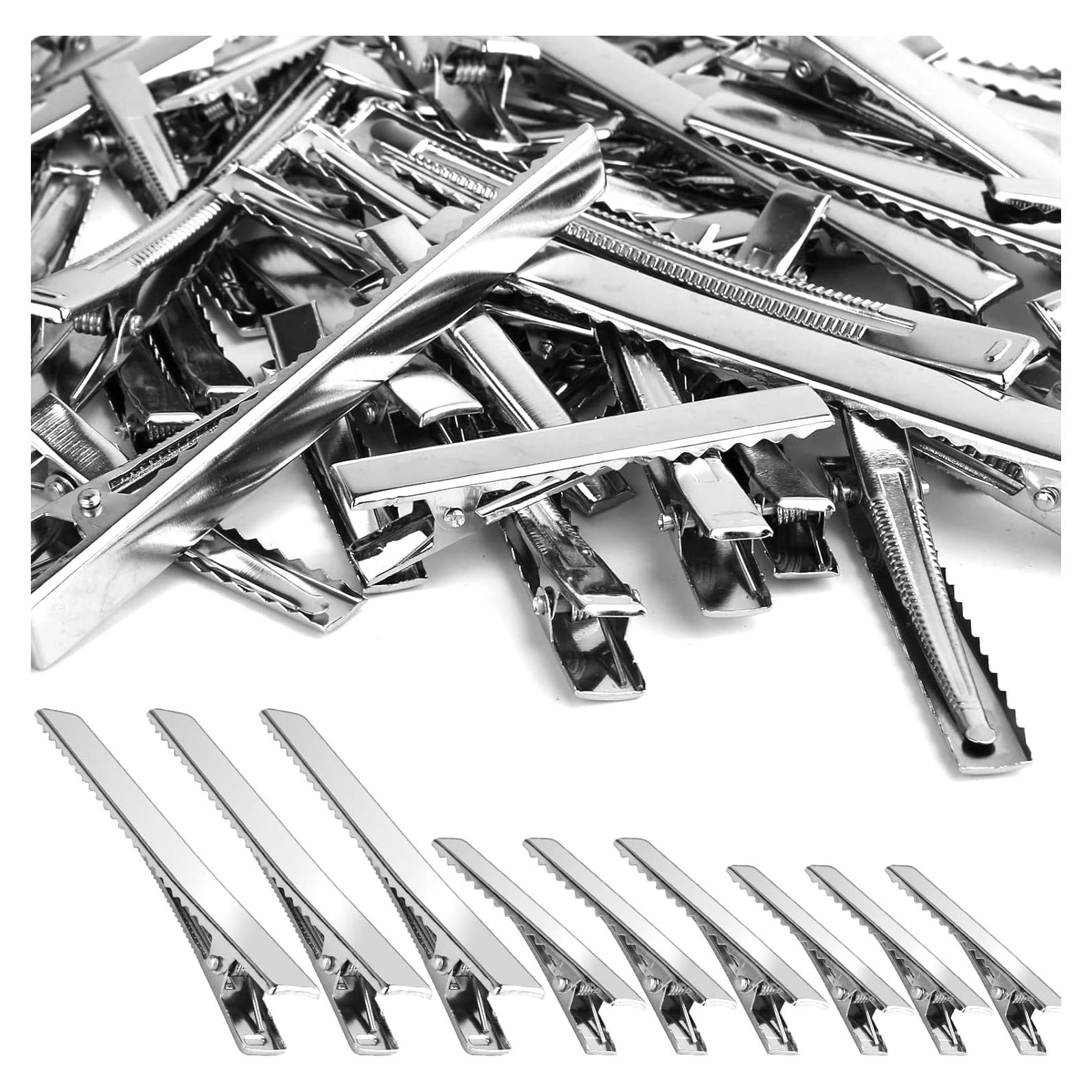 70 Clips de Pelo Cocodrilo PHSZZ Metal Plateado 3 Tamaños