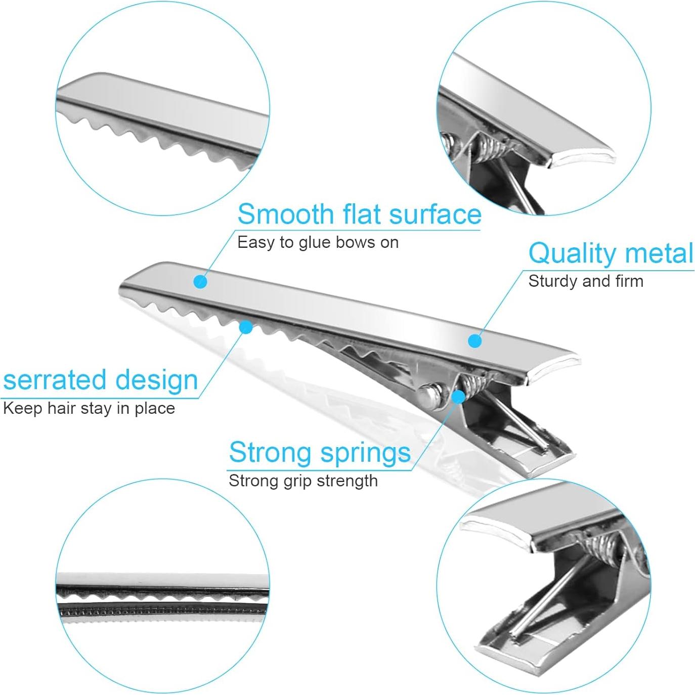 70 Clips de Pelo Cocodrilo PHSZZ Metal Plateado 3 Tamaños