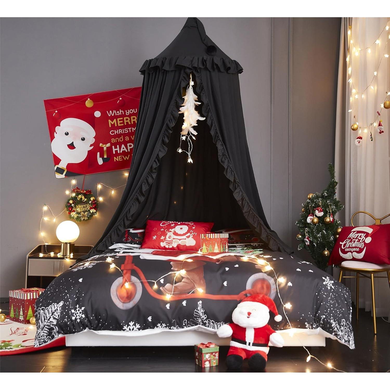 Dosel de Cama VETHIN Negro para Niñas - Castillo Soñador