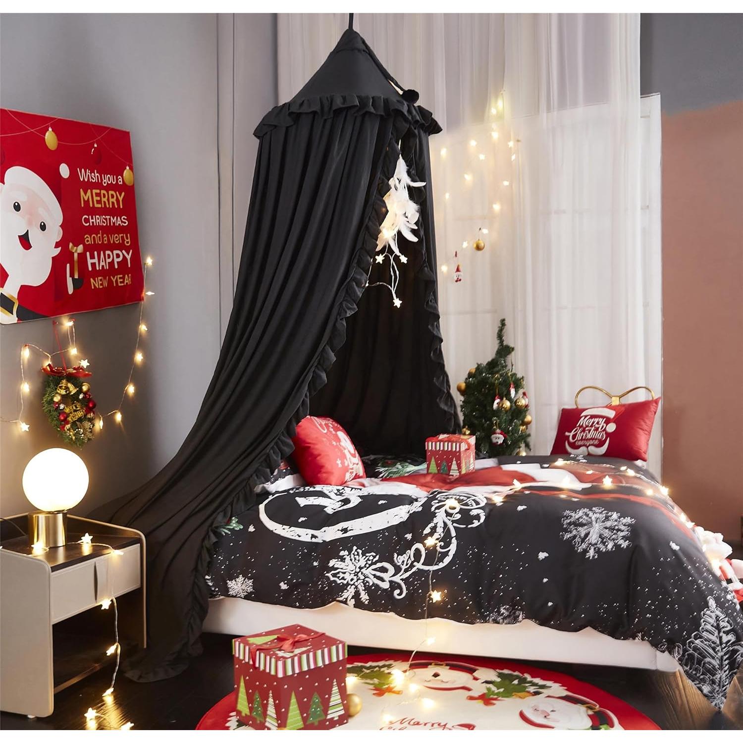 Dosel de Cama VETHIN Negro para Niñas - Castillo Soñador