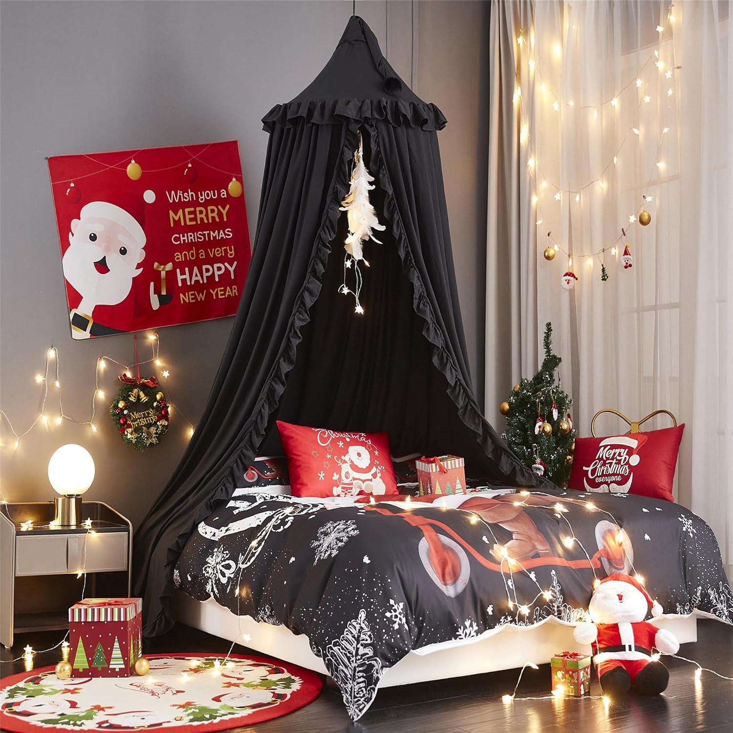 Dosel de Cama VETHIN Negro para Niñas - Castillo Soñador