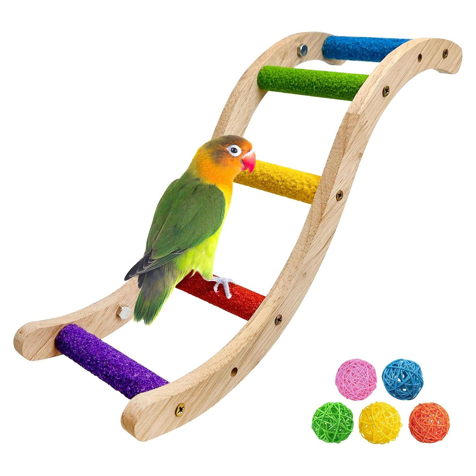 Escalera de Madera Natural Hamiledyi para Aves 18.4x10cm