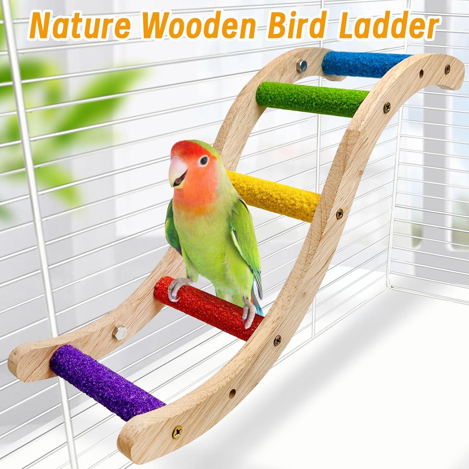 Escalera de Madera Natural Hamiledyi para Aves 18.4x10cm