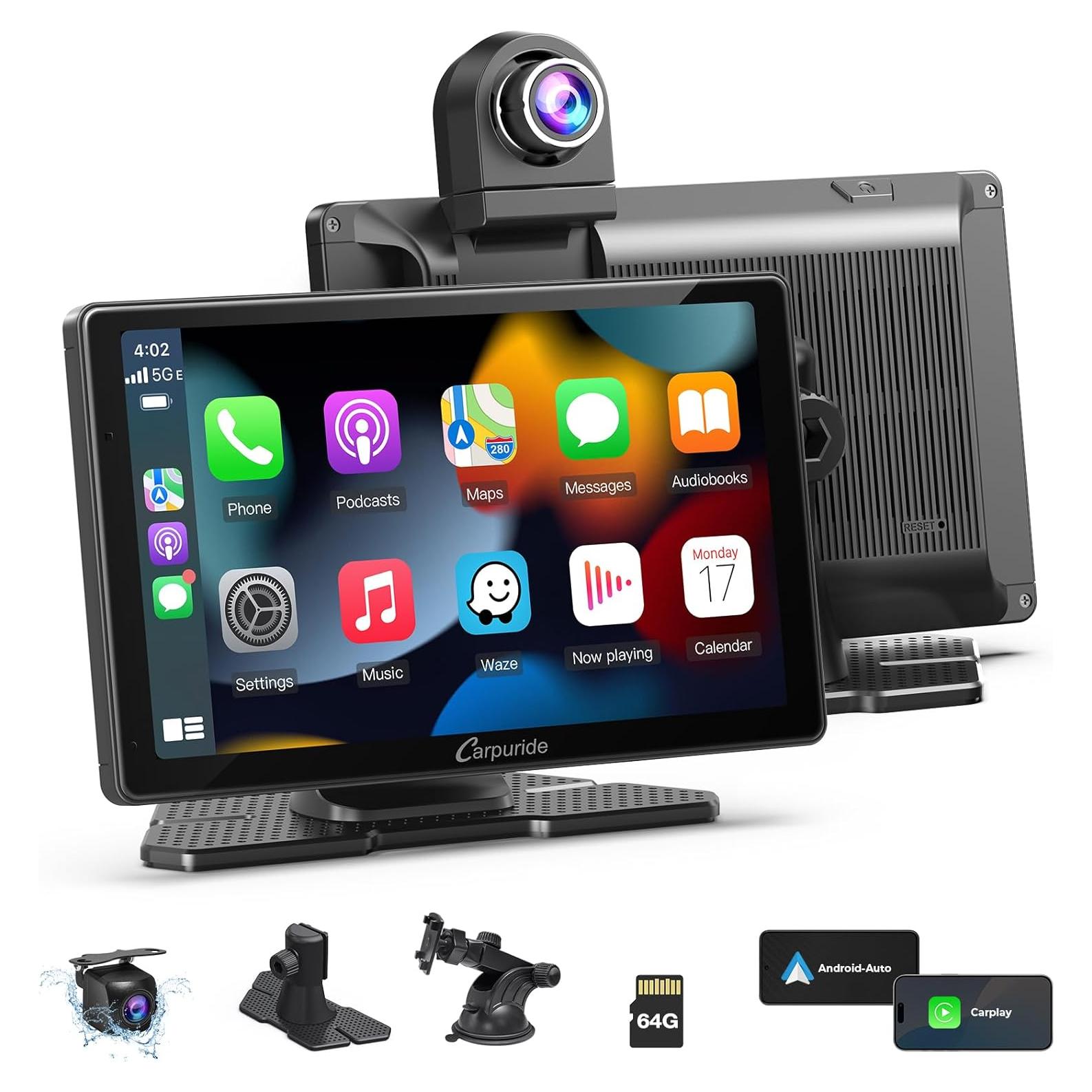 Carpuride W703 CarPlay 7" IPS con Cámara 4K y 1080P