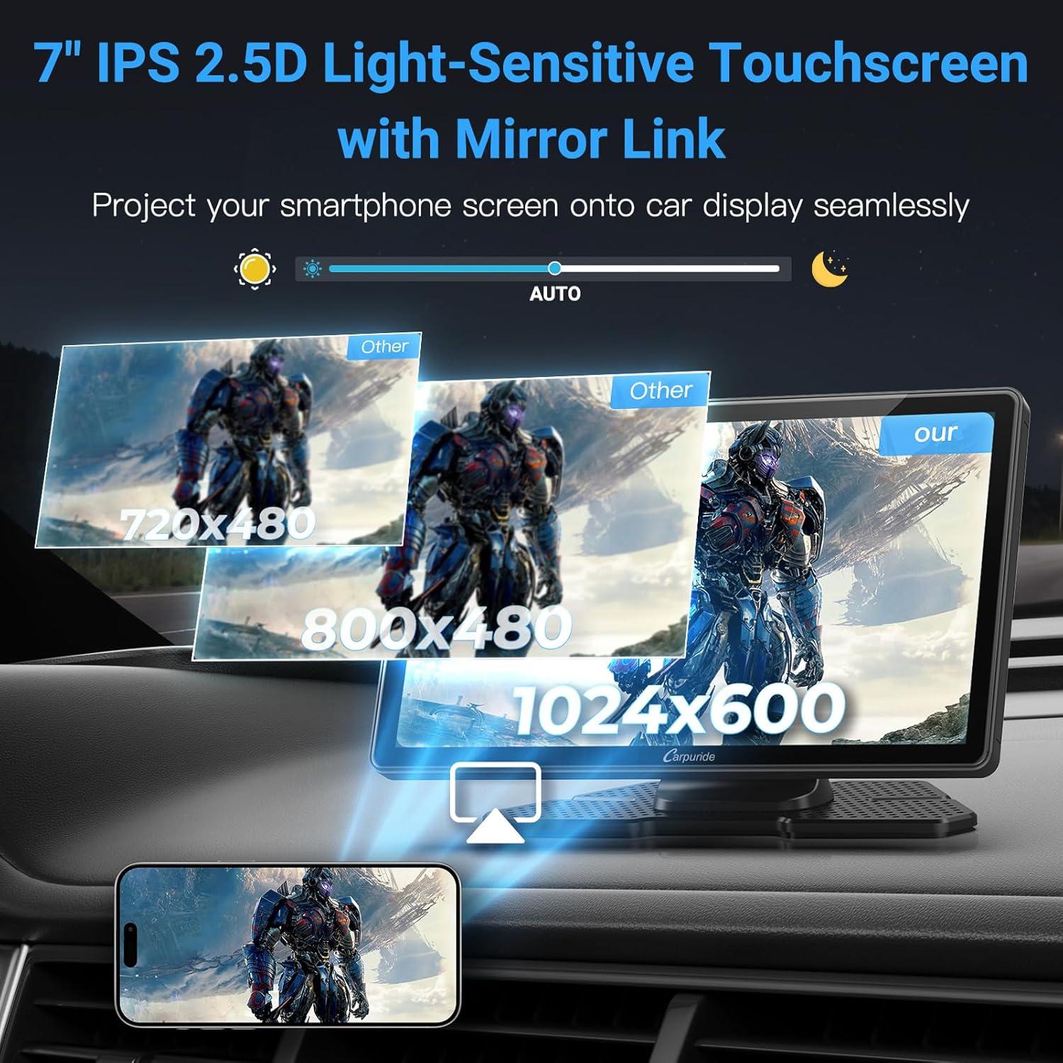 Carpuride W703 CarPlay 7" IPS con Cámara 4K y 1080P