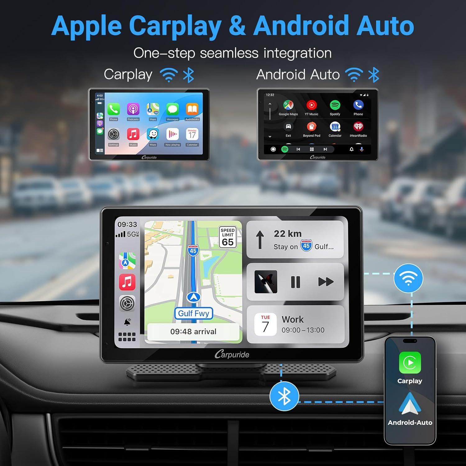 Carpuride W703 CarPlay 7" IPS con Cámara 4K y 1080P