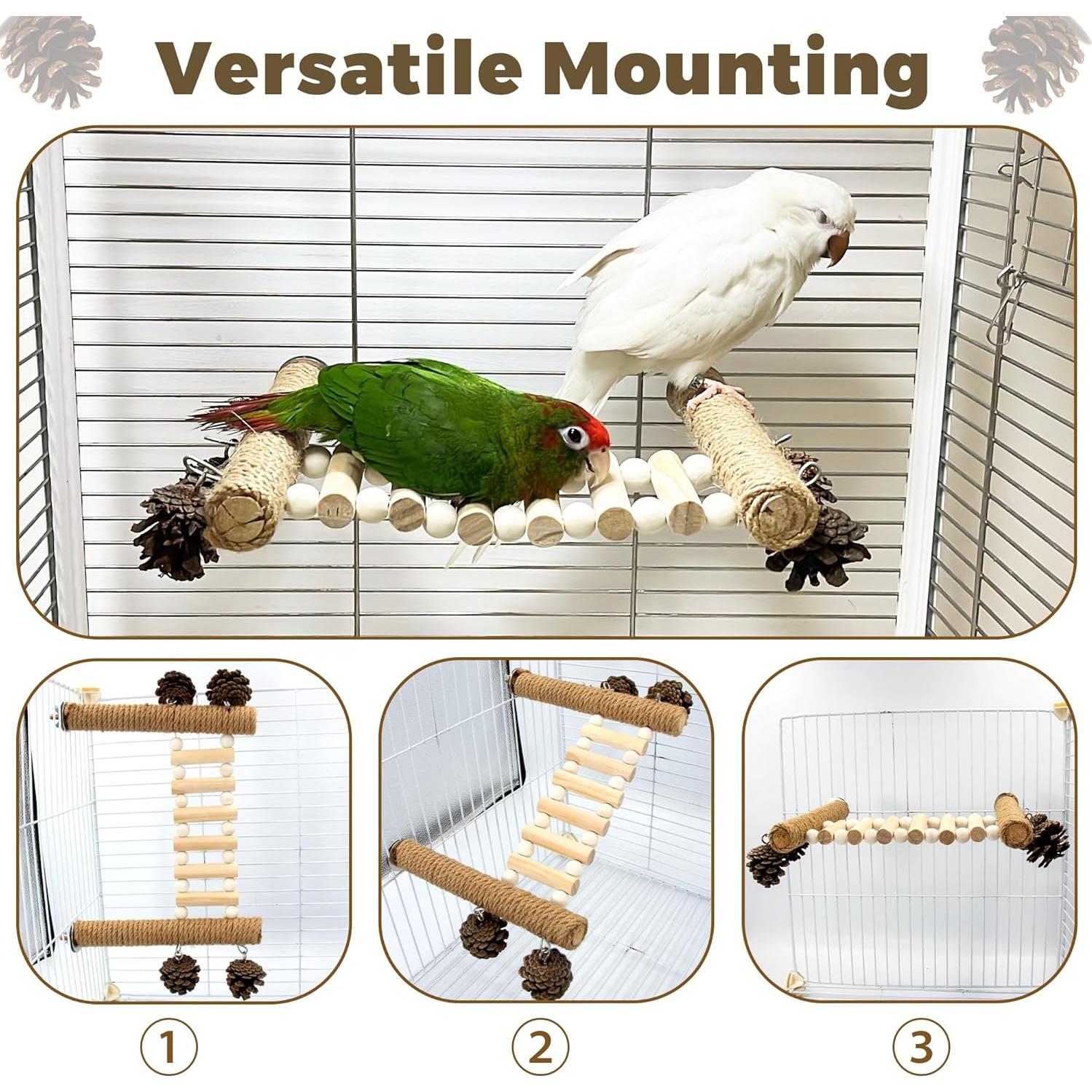 Escalera para Aves Jevnd con Juguetes de Piña 14x9x15.5cm