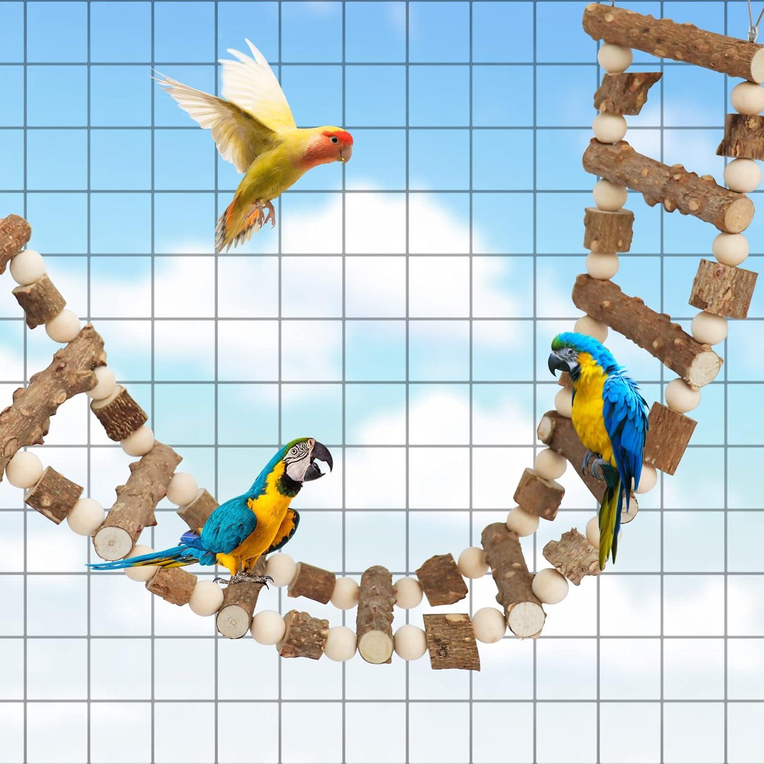 Juguete Puente Escalera para Aves Dnoifne 65 cm Madera Natural