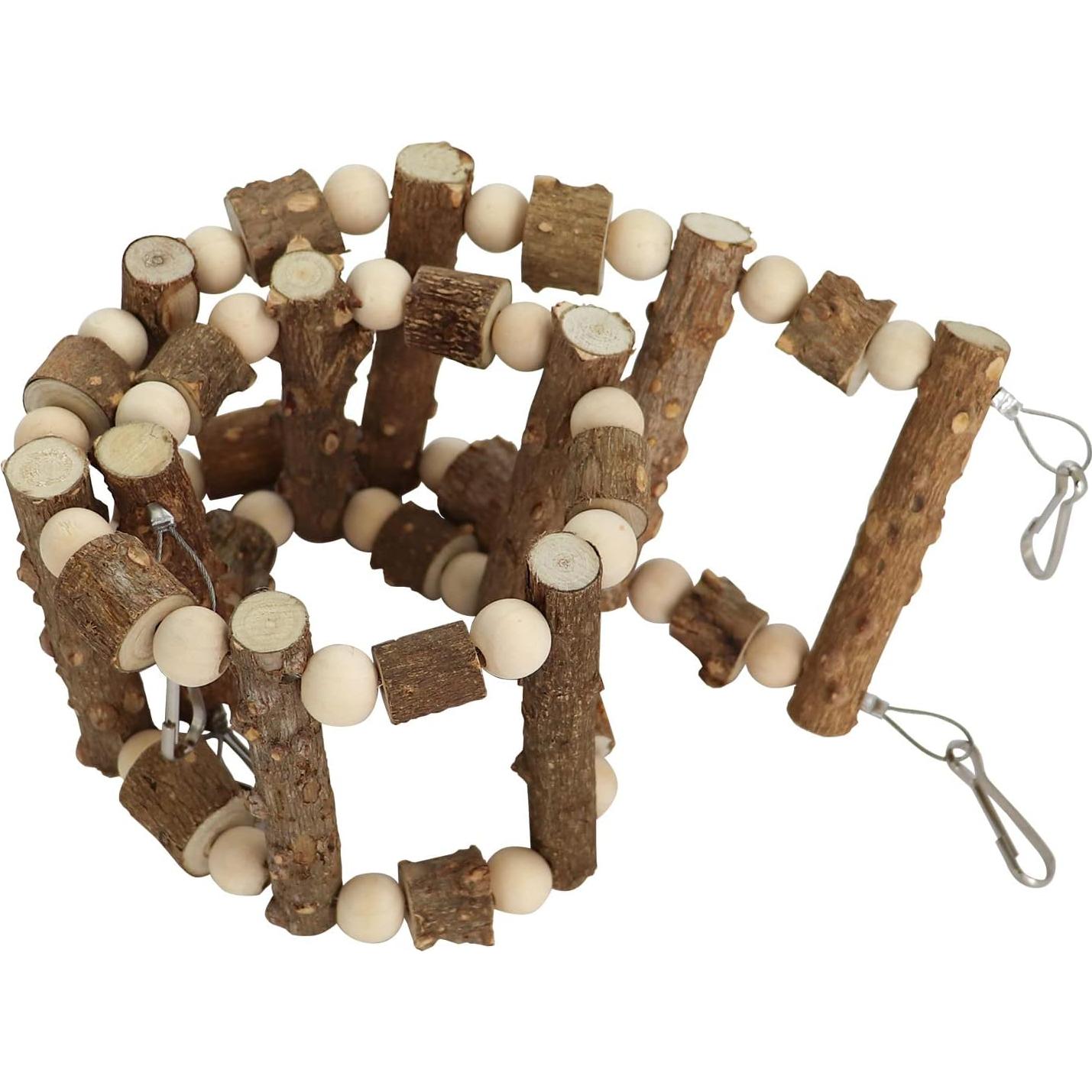 Juguete Puente Escalera para Aves Dnoifne 65 cm Madera Natural