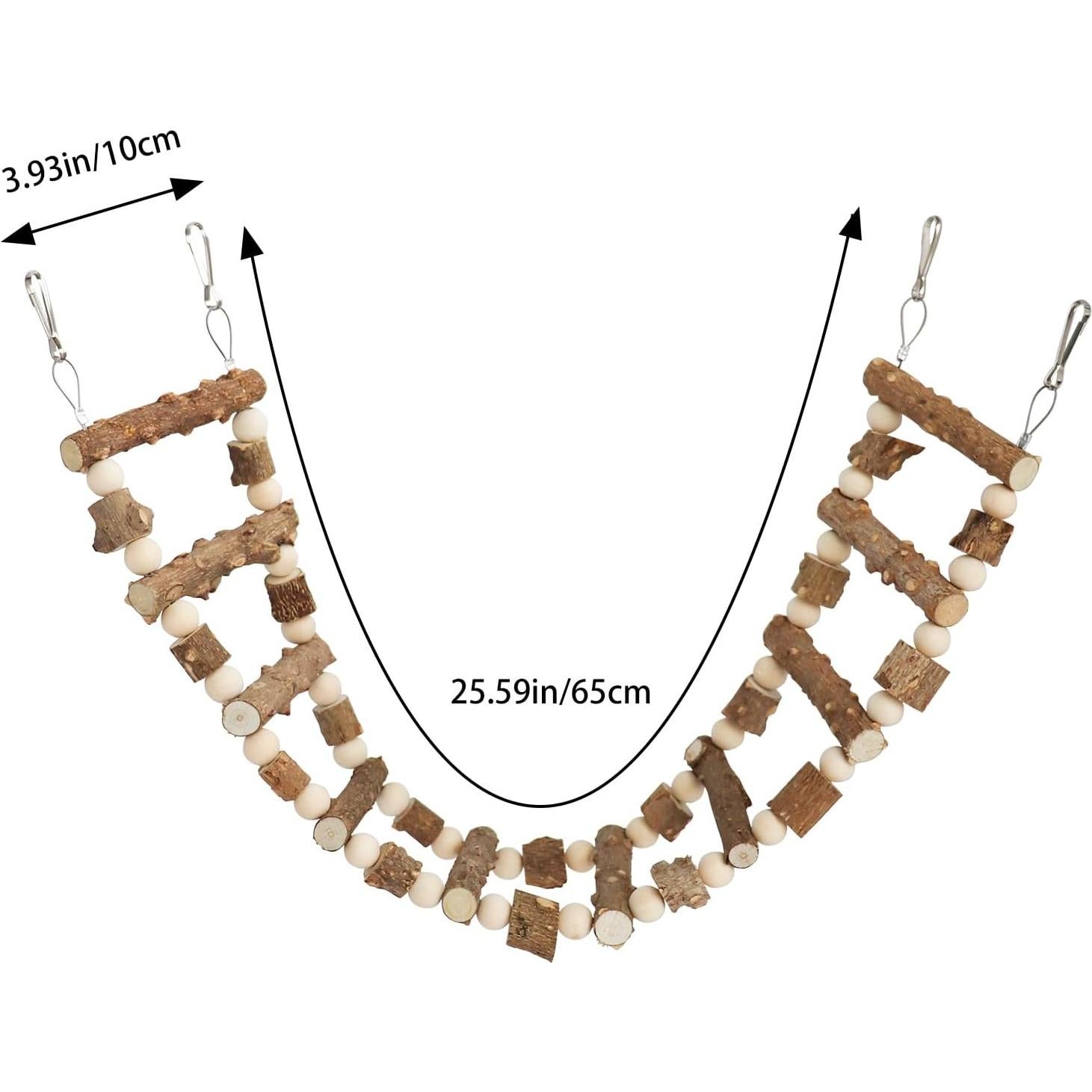 Juguete Puente Escalera para Aves Dnoifne 65 cm Madera Natural