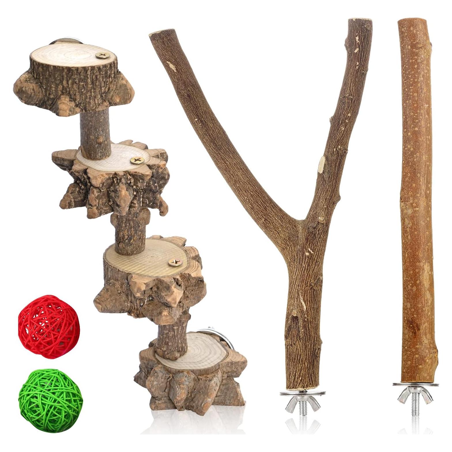 Percha de Madera para Pájaro Luonfels 4 Pasos 24 cm