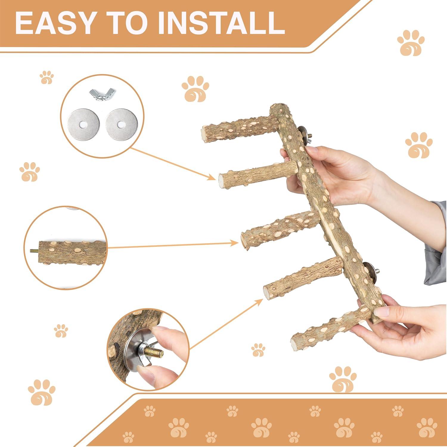 Percha de Escalera para Aves Wagably - Madera Natural 30.99x12.95cm