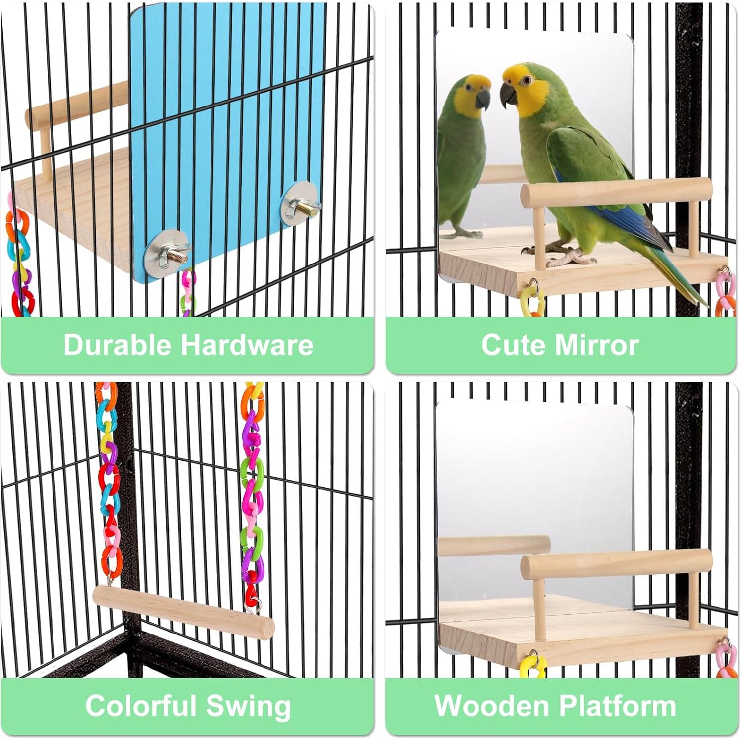 Plataforma de Juguetes para Aves Kyouki con Escalera y Espejo