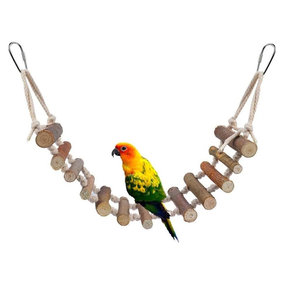 Escalera Colgante de Madera TOPINCN 61x10 cm para Aves