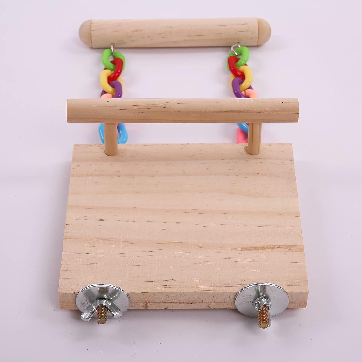 Escalera y Columpio para Aves CAREUPET - Madera Natural 24x10cm