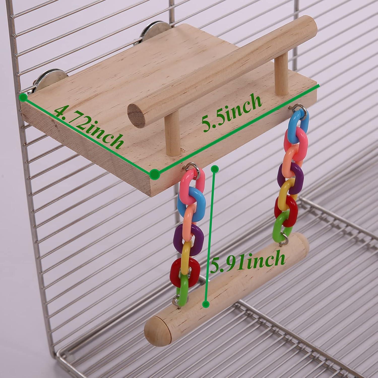 Escalera y Columpio para Aves CAREUPET - Madera Natural 24x10cm