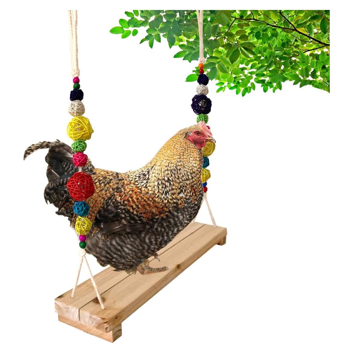 Columpio y Percha para Gallinas Vehomy - Juguete de Madera 40 cm