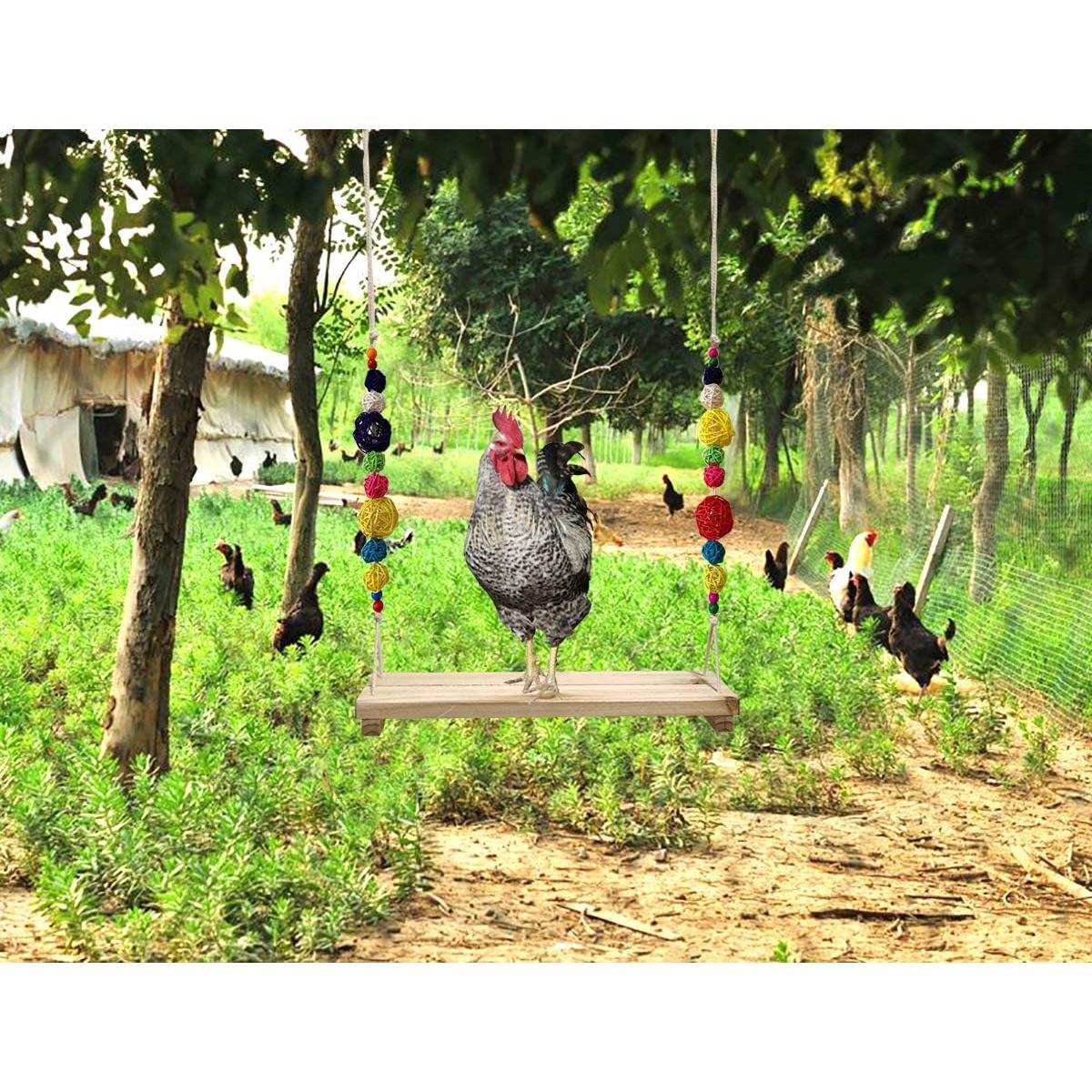 Columpio y Percha para Gallinas Vehomy - Juguete de Madera 40 cm