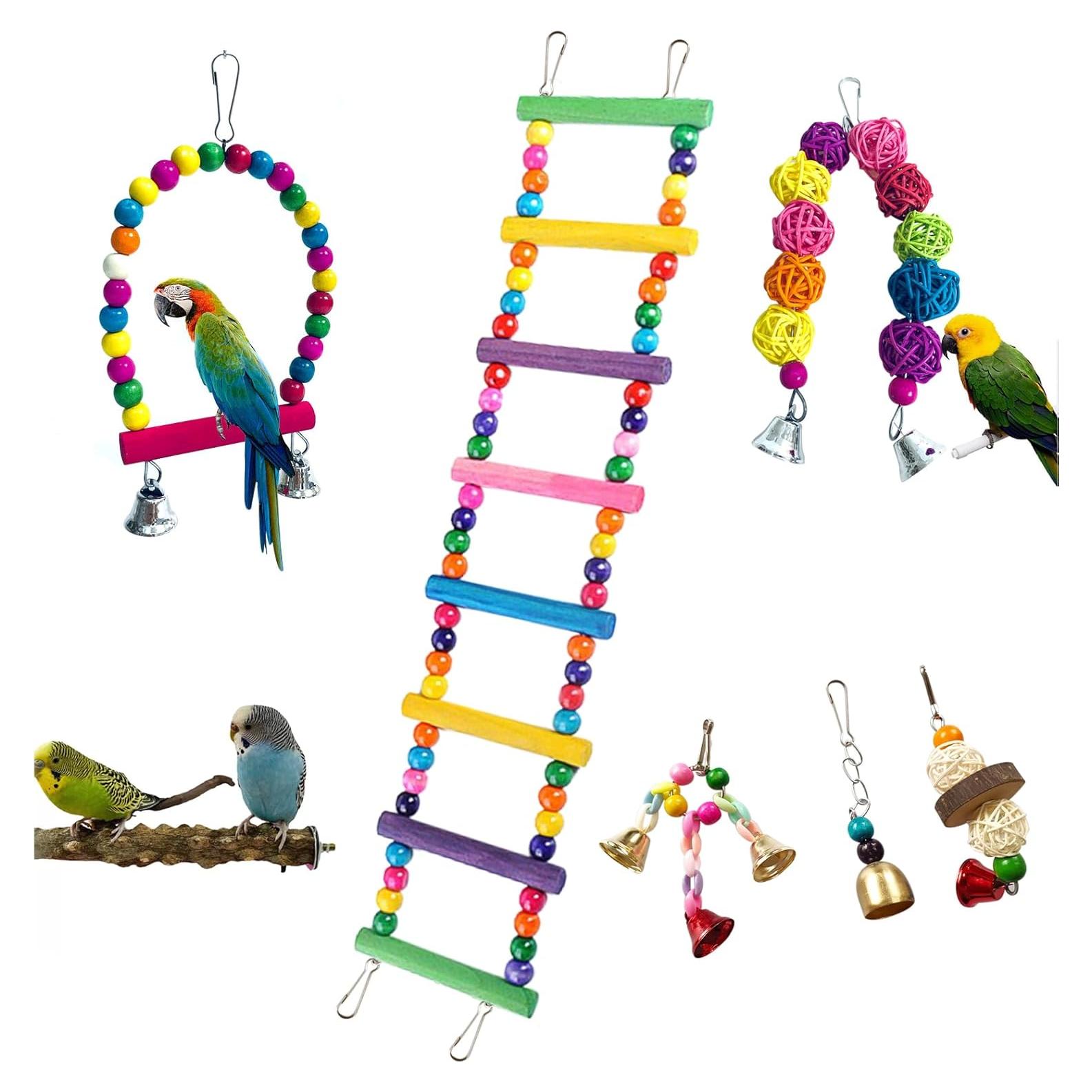 Juguetes para Aves Rliguanrui 7 Piezas Escalera Columpio