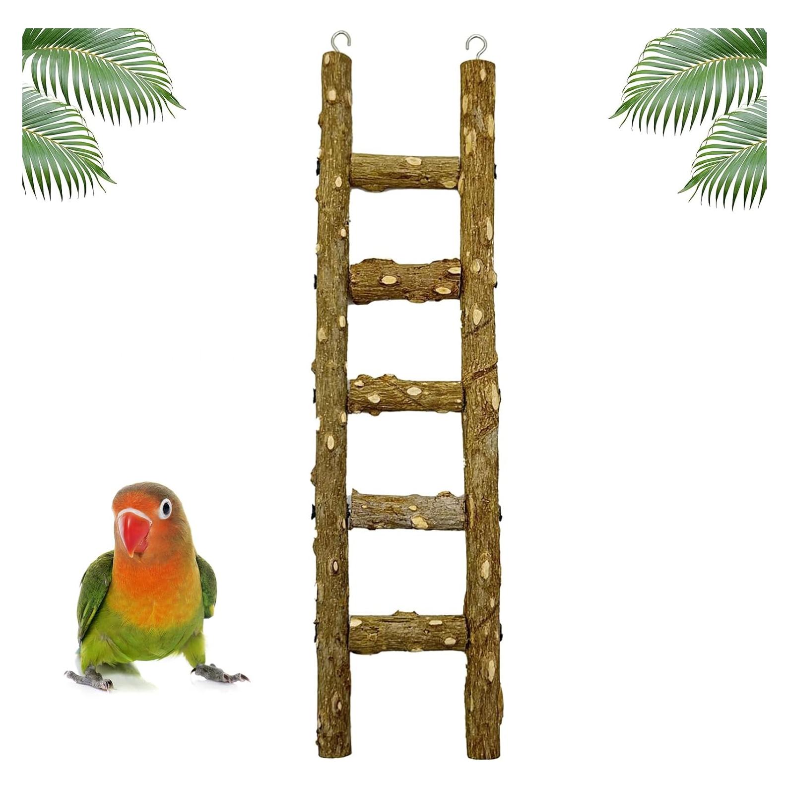 Escalera de Madera Natural para Aves FBIRDY - 3 Piezas