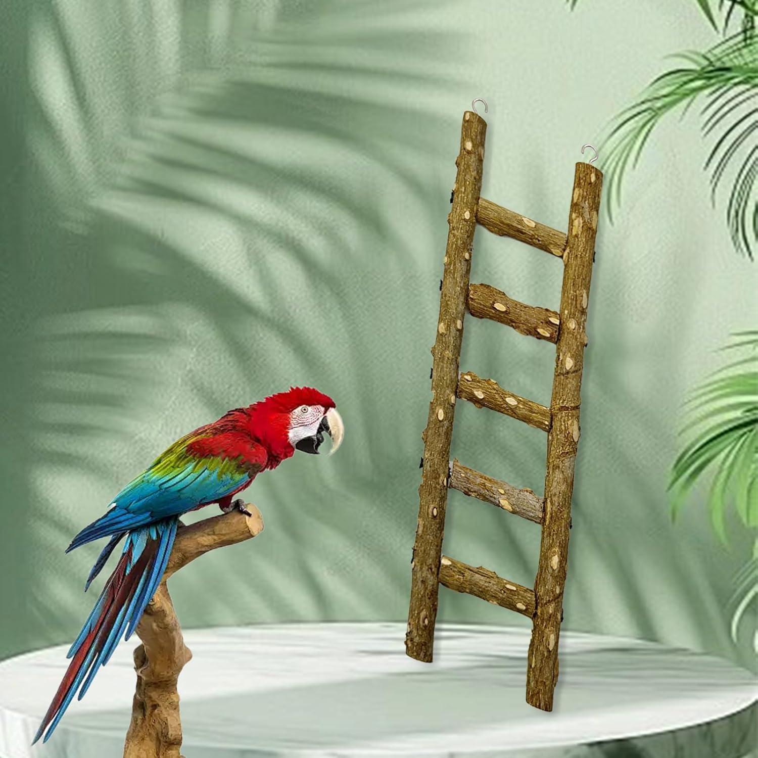 Escalera de Madera Natural para Aves FBIRDY - 3 Piezas