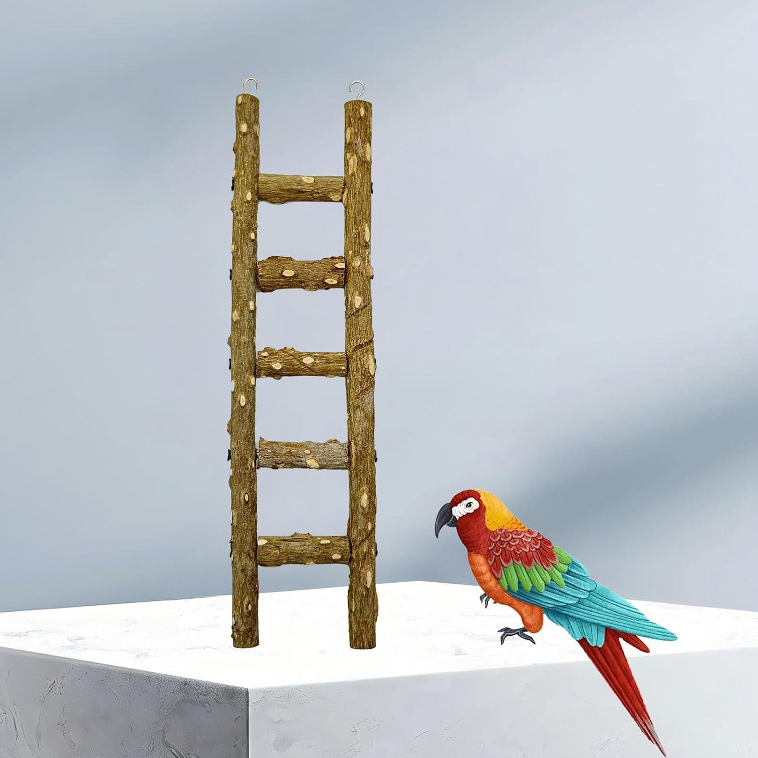 Escalera de Madera Natural para Aves FBIRDY - 3 Piezas