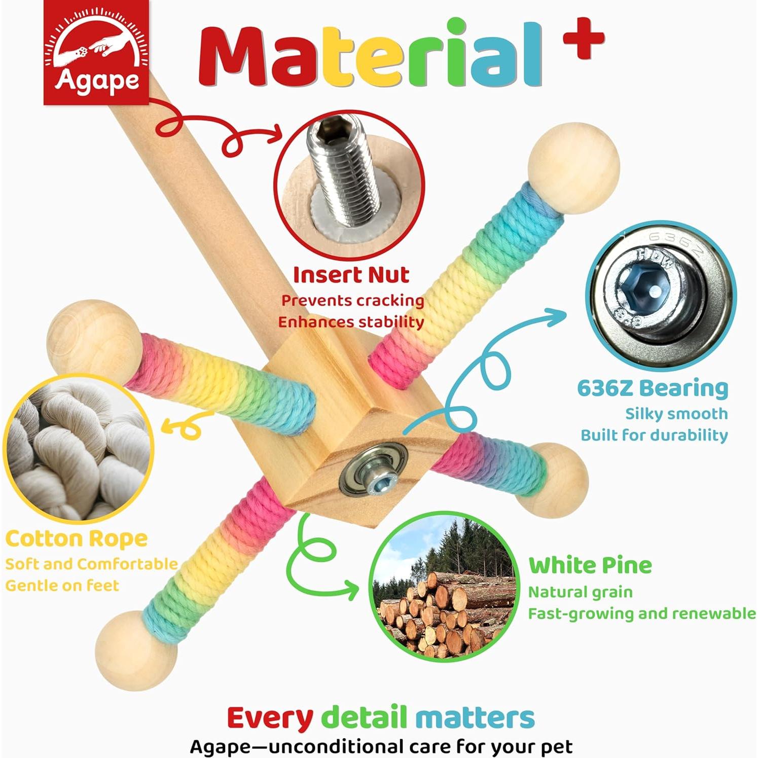 Juguete de Percha Rotatorio Agape para Aves 22.6x22.6 cm