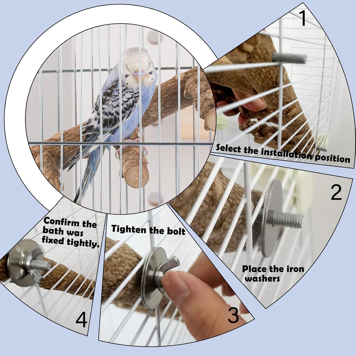 Escalera para Aves IBWell - 2 Soportes Naturales para Jaula