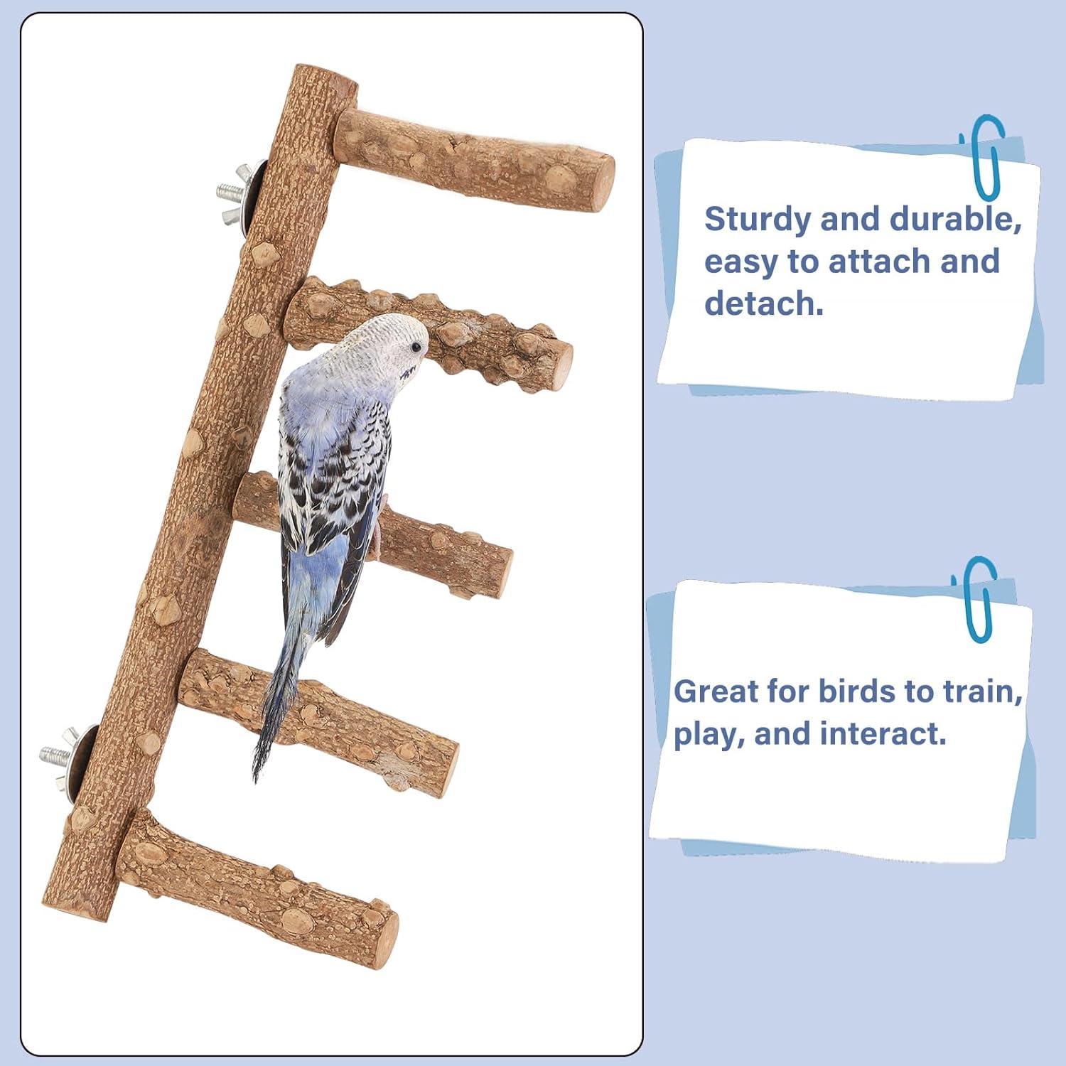 Escalera para Aves IBWell - 2 Soportes Naturales para Jaula